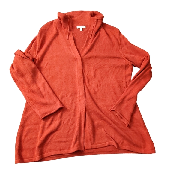 Eileen Fisher Organic Cotton Cardigan Sweater Collared  Burnt Orange/Red Sz XL - Picture 1 of 5